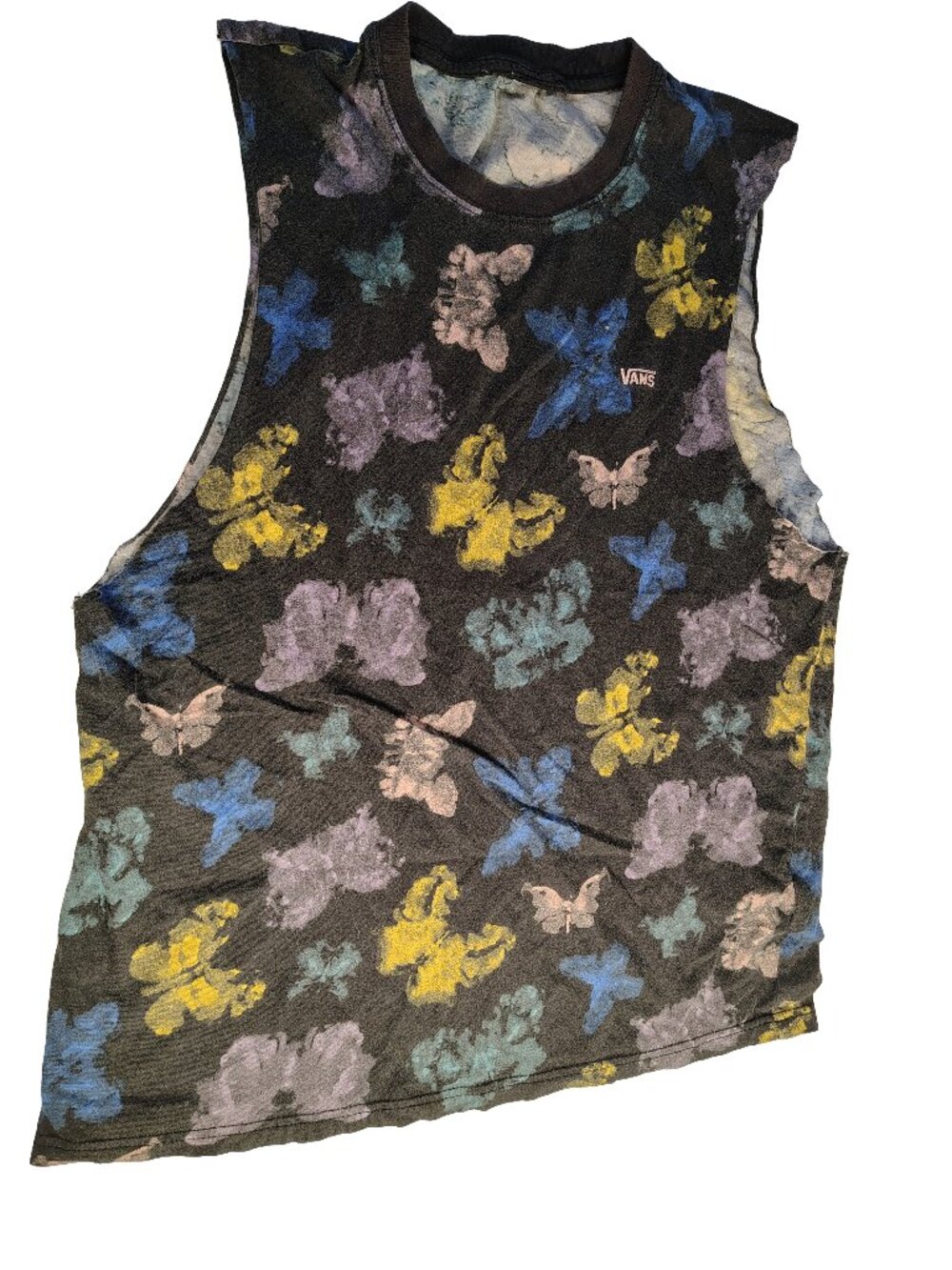 Women's XXL Multicolored Rorschach Test Type Butterfly Themed Vans Tank Top